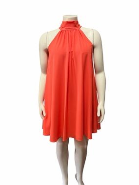 NWT Belle by Badgley Mischka Sz 0 Elise Halter Dress Orange Coral Sleeveless